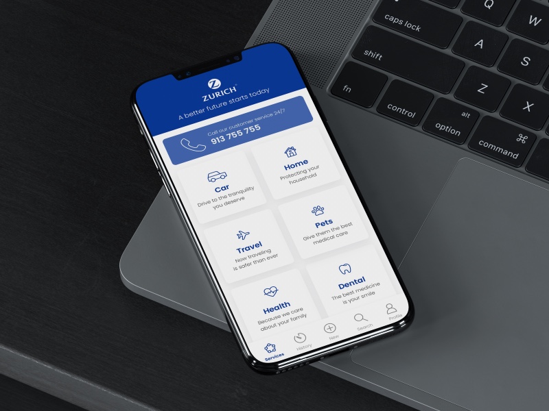 Zurich Insurance app on iPhone